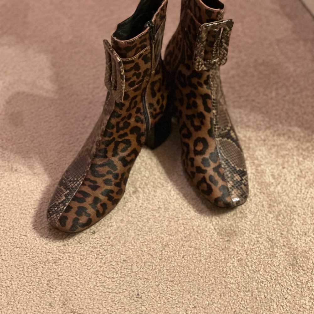 Jeffrey Campbell Leopard and Snakeskin Ankle Boots